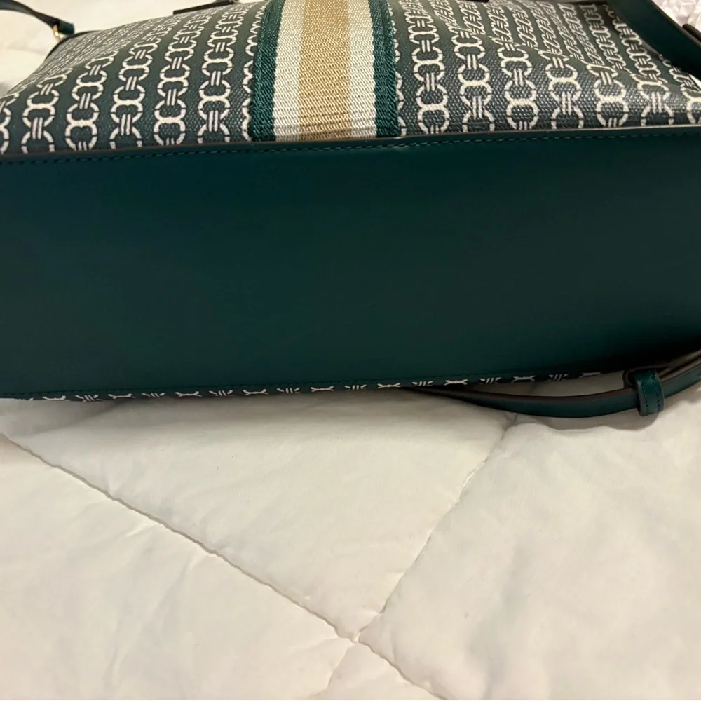 Tory Burch Green Gemini Link Coated Canvas and Leather Zip Tote - Picture 2 of 5